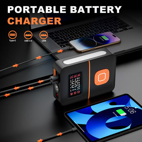 Arrancador de Coche de 12V de Alta Potencia con Compresor de Aire, Banco de Energía Portátil e Inflador de Neumáticos para Uso de Emergencia en Exteriores