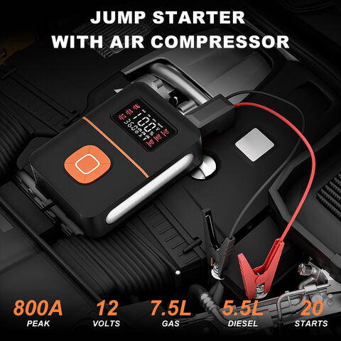 Arrancador de Coche de 12V de Alta Potencia con Compresor de Aire, Banco de Energía Portátil e Inflador de Neumáticos para Uso de Emergencia en Exteriores