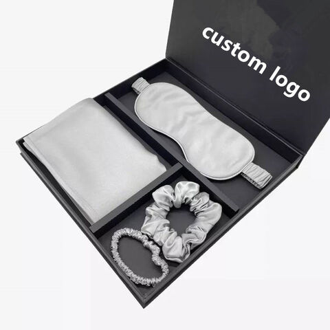 Juego de Regalo de Seda para Festivales - Funda de Almohada 100% Seda, Antifaz para Dormir y Juego de Coleteros con Caja