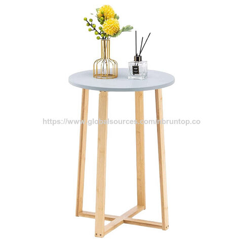 Mesa de centro de móveis de bambu por atacado, mesa lateral redonda de bambu, mesa de centro de bambu para sala de estar
