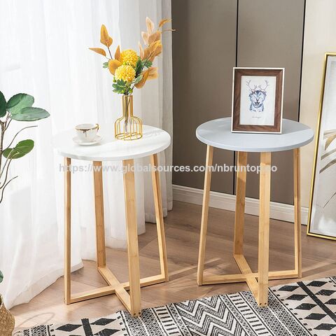 Mesa de centro de móveis de bambu por atacado, mesa lateral redonda de bambu, mesa de centro de bambu para sala de estar