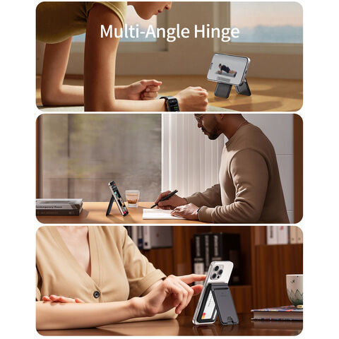 Magnetische Handy-Geldbörse mit verstellbarem Ständer 0-165° Betrachtungswinkel - 5 Karten Kapazität - Freisprecheinrichtung für iPhone Video Wiedergabe