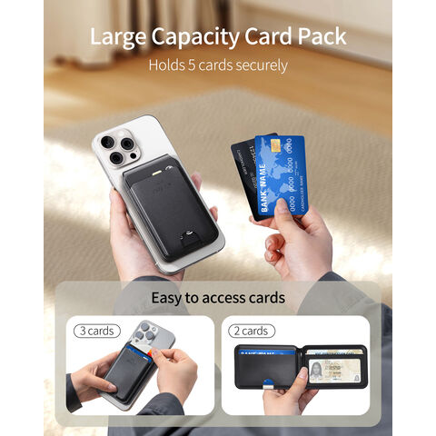 Magnetische Handy-Geldbörse mit verstellbarem Ständer 0-165° Betrachtungswinkel - 5 Karten Kapazität - Freisprecheinrichtung für iPhone Video Wiedergabe