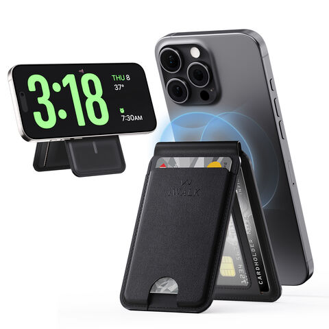 Magnetische Handy-Geldbörse mit verstellbarem Ständer 0-165° Betrachtungswinkel - 5 Karten Kapazität - Freisprecheinrichtung für iPhone Video Wiedergabe