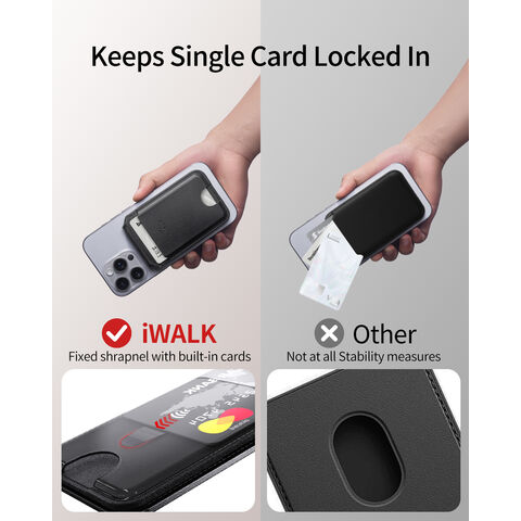 Magnetische Handy-Geldbörse mit verstellbarem Ständer 0-165° Betrachtungswinkel - 5 Karten Kapazität - Freisprecheinrichtung für iPhone Video Wiedergabe