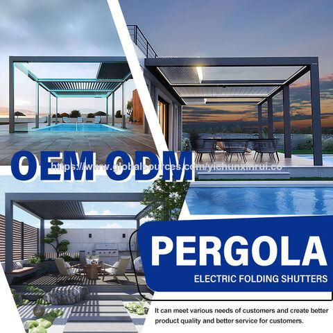 Pergola Bioclimatique Motorisée avec Lumières LED pour Jardin, Patio, Cour, Fête, Mariage, Cérémonie - Pergola Rétractable Contemporaine