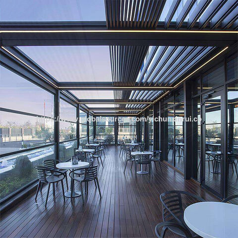 Pergola Bioclimatique Motorisée avec Lumières LED pour Jardin, Patio, Cour, Fête, Mariage, Cérémonie - Pergola Rétractable Contemporaine