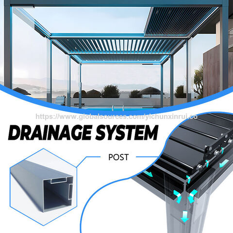 Pergola Bioclimatique Motorisée avec Lumières LED pour Jardin, Patio, Cour, Fête, Mariage, Cérémonie - Pergola Rétractable Contemporaine