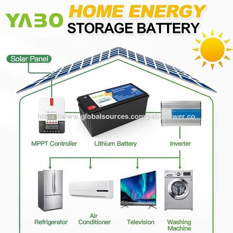 Batterie au Lithium Solaire YABO 12V 460Ah - Stockage Essentiel Haute Capacité pour Systèmes d'Alimentation de Secours pour Toute la Maison