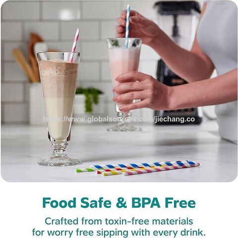 100% Biodegradable Striped Paper Drinking Straws 100pcs/bag Individual Packaging Food Safe Ink Single-use Straws
