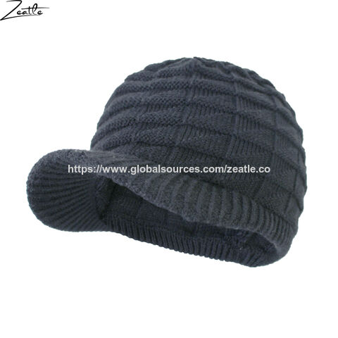 Elegante Wintermütze mit Zopfmuster, Schirmmütze/Taximütze, Strickmütze mit Visier, warmes Plüschfleece-Futter direkt vom Hersteller