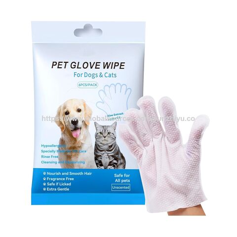 Lingettes Déodorantes et Nettoyantes pour Animaux de Compagnie, Gants de Toilette Doux Hypoallergéniques pour le Soin des Animaux
