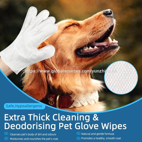 Lingettes Déodorantes et Nettoyantes pour Animaux de Compagnie, Gants de Toilette Doux Hypoallergéniques pour le Soin des Animaux