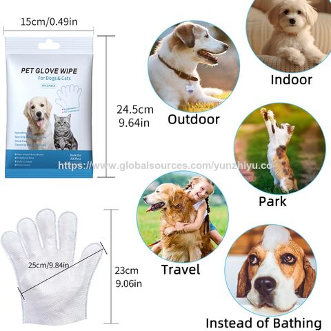Lingettes Déodorantes et Nettoyantes pour Animaux de Compagnie, Gants de Toilette Doux Hypoallergéniques pour le Soin des Animaux