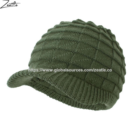 Elegante Wintermütze mit Zopfmuster, Schirmmütze/Taximütze, Strickmütze mit Visier, warmes Plüschfleece-Futter direkt vom Hersteller
