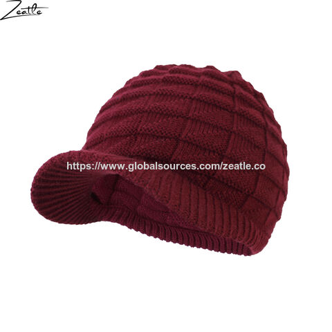 Elegante Wintermütze mit Zopfmuster, Schirmmütze/Taximütze, Strickmütze mit Visier, warmes Plüschfleece-Futter direkt vom Hersteller