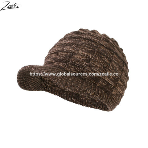 Elegante Wintermütze mit Zopfmuster, Schirmmütze/Taximütze, Strickmütze mit Visier, warmes Plüschfleece-Futter direkt vom Hersteller