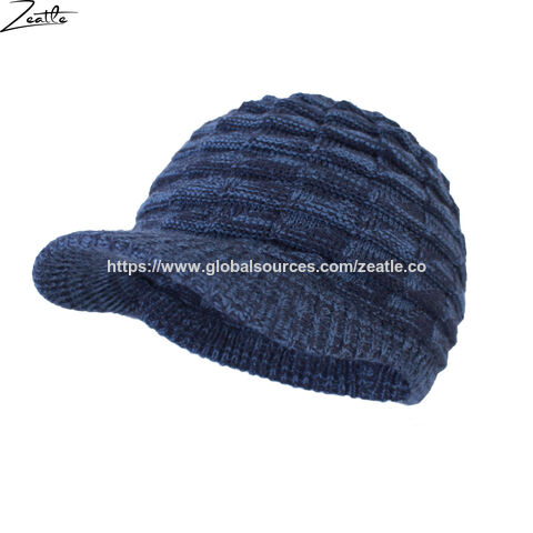 Elegante Wintermütze mit Zopfmuster, Schirmmütze/Taximütze, Strickmütze mit Visier, warmes Plüschfleece-Futter direkt vom Hersteller