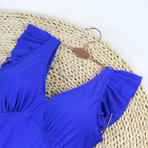 Traje de baño de una pieza con cuello en V para mujer, personalizado al por mayor, con volantes en los hombros, traje de baño de lujo para mujer, Monokini