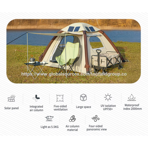 Solarbetriebenes, leichtes, aufblasbares Campingzelt, einfacher Aufbau, wasserdicht, winddicht, 4-Jahreszeiten-Oxford-Picknick-Kabinen-Zelt
