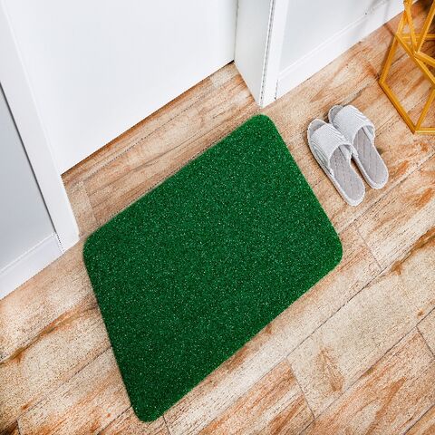 Alfombra de entrada de césped resistente con respaldo de TPE, uso exterior para raspar suciedad y barro, tapete para todo clima