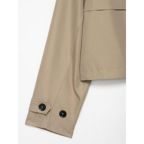 Gabardina Corta para Mujer con Relieve Personalizado: Prenda Exterior de Otoño Versátil con Doble Botonadura, Chaqueta Vintage Directa de Fábrica ODM OEM