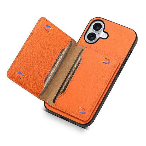 Capa de couro empresarial com porta-cartões, design destacável, Coque magnético para iPhone 17