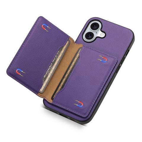 Capa de couro empresarial com porta-cartões, design destacável, Coque magnético para iPhone 17