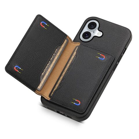 Capa de couro empresarial com porta-cartões, design destacável, Coque magnético para iPhone 17