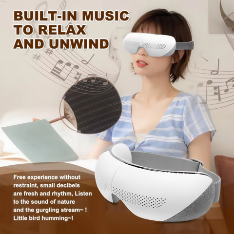 Venta al por mayor de fábrica Etiqueta privada 4d Acupuntura Cuidado visible de los ojos Calmante Música Bluetooth eléctrica Calefacción Masajeador visual de ojos