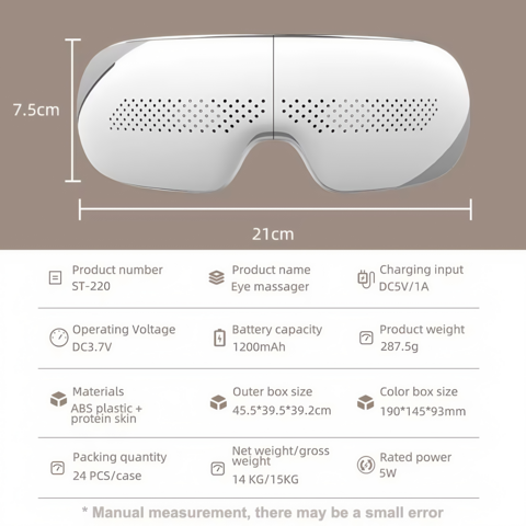 Venta al por mayor de fábrica Etiqueta privada 4d Acupuntura Cuidado visible de los ojos Calmante Música Bluetooth eléctrica Calefacción Masajeador visual de ojos