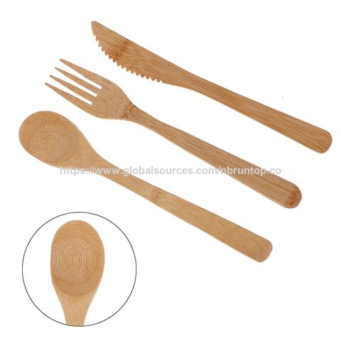 Ensemble de couverts en bois jetables personnalisés, 100 % bambou biodégradable et écologique, à bas prix pour les fêtes et les restaurants