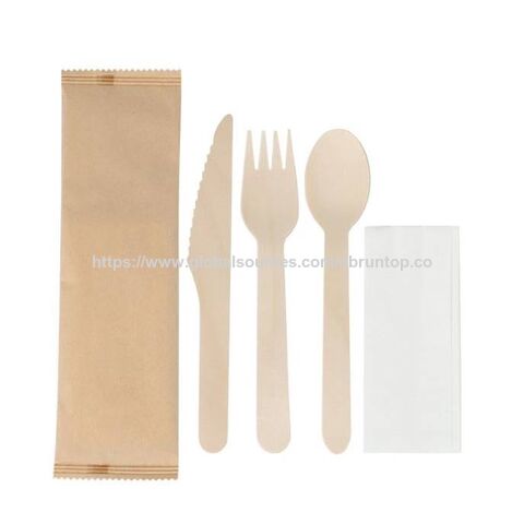 Ensemble de couverts en bois jetables personnalisés, 100 % bambou biodégradable et écologique, à bas prix pour les fêtes et les restaurants