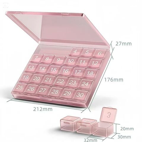 Boîte de Rangement de Voyage pour Médicaments et Comprimés, 30 Compartiments, Pilulier Hebdomadaire