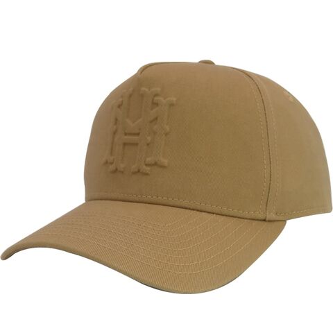 Casquette de baseball en coton camel à 5 panneaux avec relief 3D