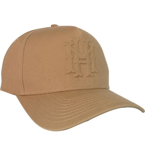 Casquette de baseball en coton camel à 5 panneaux avec relief 3D