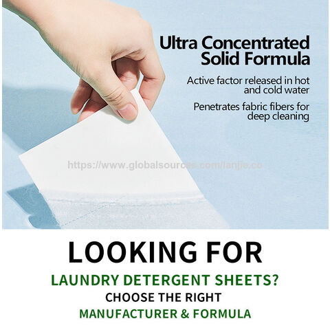 Folhas de Lavanderia à Base de Plantas com Mistura Tripla de Enzimas, Fórmula Segura para Cores e Testada por Dermatologistas para Pele Sensível e Roupas de Bebê