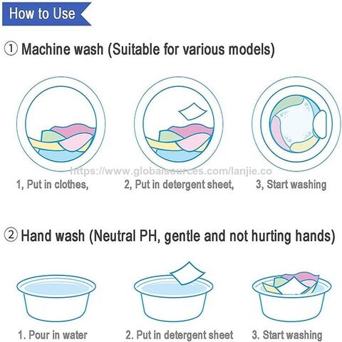 Folhas de Lavanderia à Base de Plantas com Mistura Tripla de Enzimas, Fórmula Segura para Cores e Testada por Dermatologistas para Pele Sensível e Roupas de Bebê
