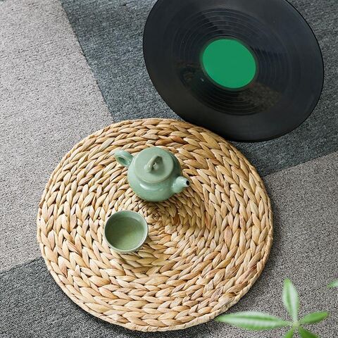 Individuales de Mesa Hechos a Mano con Jacinto de Agua, Salvamanteles Tejidos Redondos, Resistentes al Calor, Aislamiento Térmico y Antideslizantes