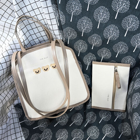 Koreanische INS Mommy Bag Canvas Mutter- und Babytasche Leichte Handtasche Bequeme Tasche One Shoulder Weiß