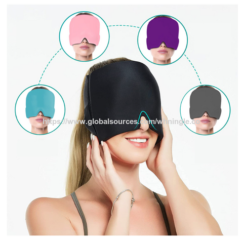Bonnet de soulagement des maux de tête pour soulager la migraine, bonnet de tension pour les maux de tête avec poche de gel de glace réutilisable pour les yeux gonflés, soulagement du stress