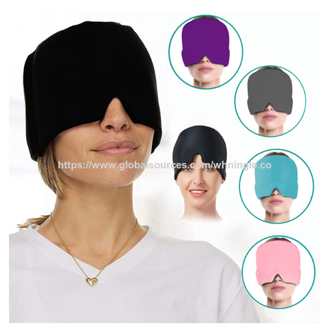 Bonnet de soulagement des maux de tête pour soulager la migraine, bonnet de tension pour les maux de tête avec poche de gel de glace réutilisable pour les yeux gonflés, soulagement du stress