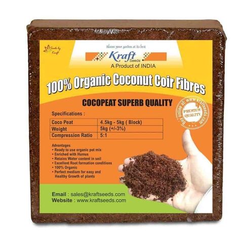 Bloc de Coco Peat 5kg - Fibre de Coco Cocopeat de Noix de Coco pour Agriculture et Jardinage