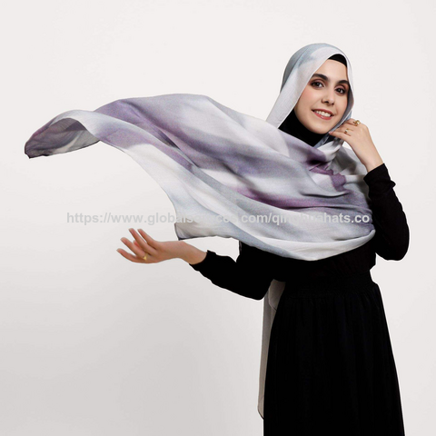 Fabrik Großhandel Hochwertige neueste atmungsaktive weiche Schals Modal Hijabs Kopftuch Aquarelldruck Schal für muslimische Frauen