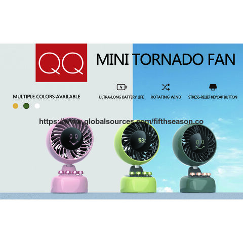 Mini Ventilateur Portable Tornado avec Batterie 3600mAh, Rechargeable par USB, Hauteur Réglable et Veilleuse LED, Fonctionnement Silencieux