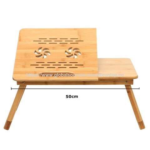 Soportes para portátiles de bambú al por mayor, escritorio ajustable para computadora, bandeja plegable para computadora para sala de estudio