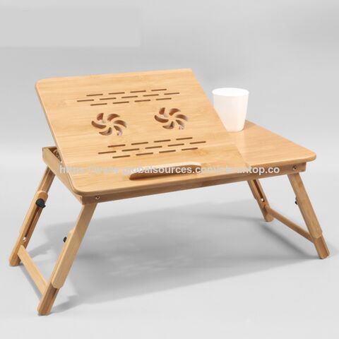 Soportes para portátiles de bambú al por mayor, escritorio ajustable para computadora, bandeja plegable para computadora para sala de estudio