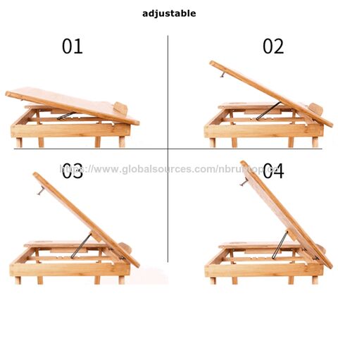 Soportes para portátiles de bambú al por mayor, escritorio ajustable para computadora, bandeja plegable para computadora para sala de estudio