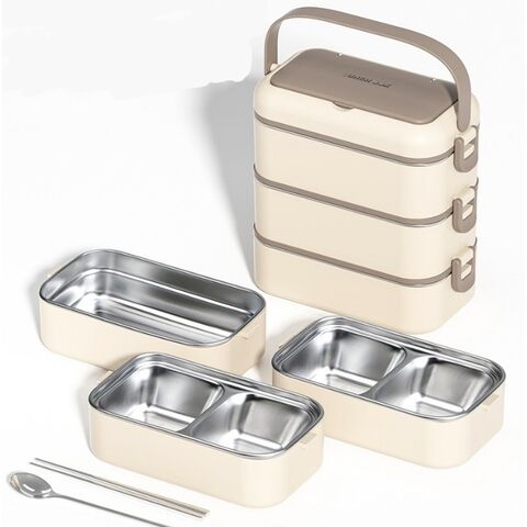 Doppellagige Lunchbox aus Edelstahl 304, mikrowellengeeignet, auslaufsicher und warmhaltend
