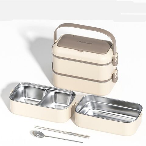 Doppellagige Lunchbox aus Edelstahl 304, mikrowellengeeignet, auslaufsicher und warmhaltend